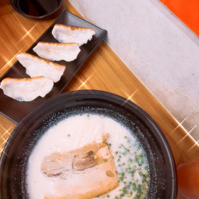 Gyoza Left and Kyukyu Ramen Right