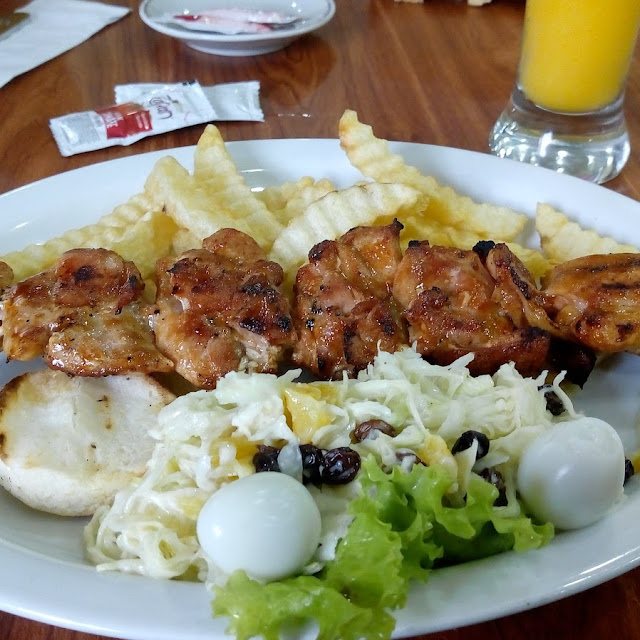 Chicken Pincho with Pineapple Salad and French Fried Potatoes