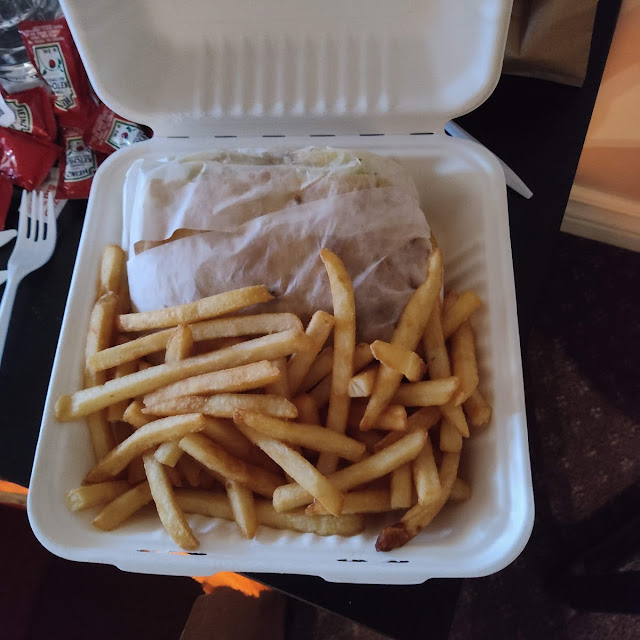 Chicken Souvlaki Pita with Fries