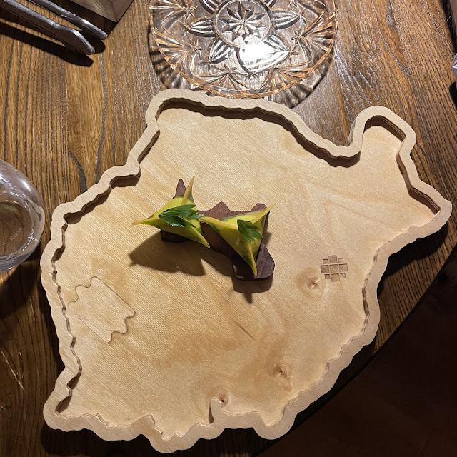 Six Amuse Bouche Eaten Served on Jigsaw Pieces
