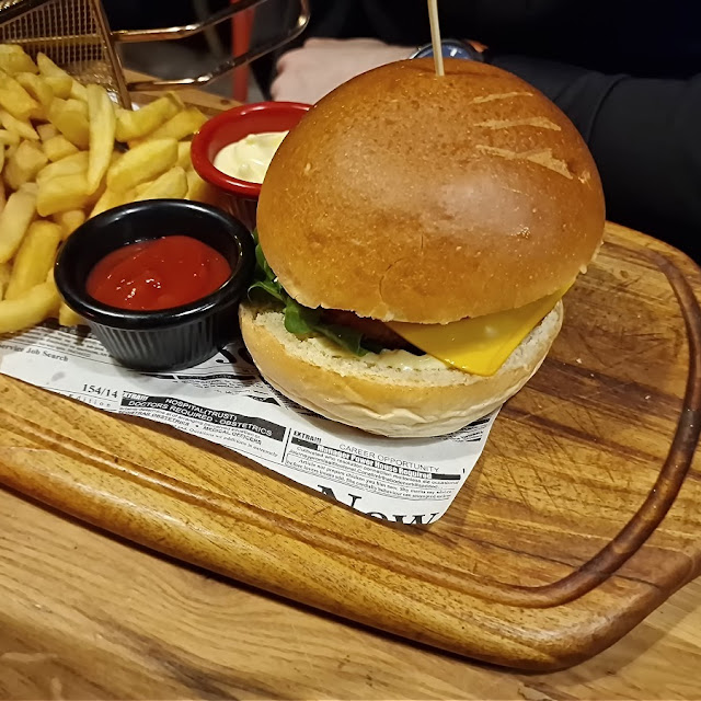 Chicken BBQ Burger with French Fries