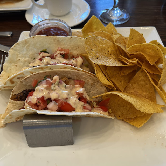 Grouper Tacos with Chips and Salsa Side