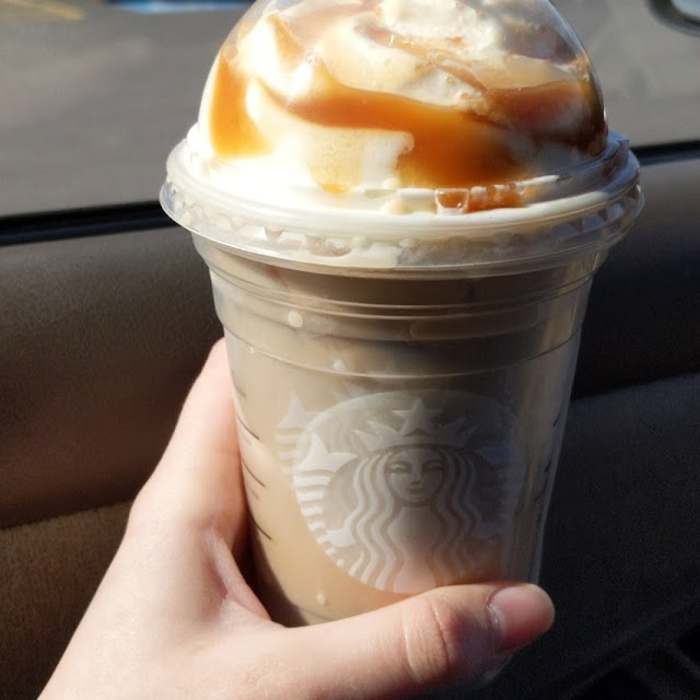 Iced Caffé Latte with Whipped Cream and Caramel Drizzle