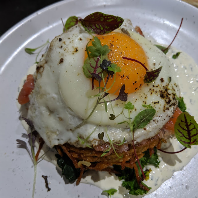 Herb Rosti Salmon & Egg with Greens