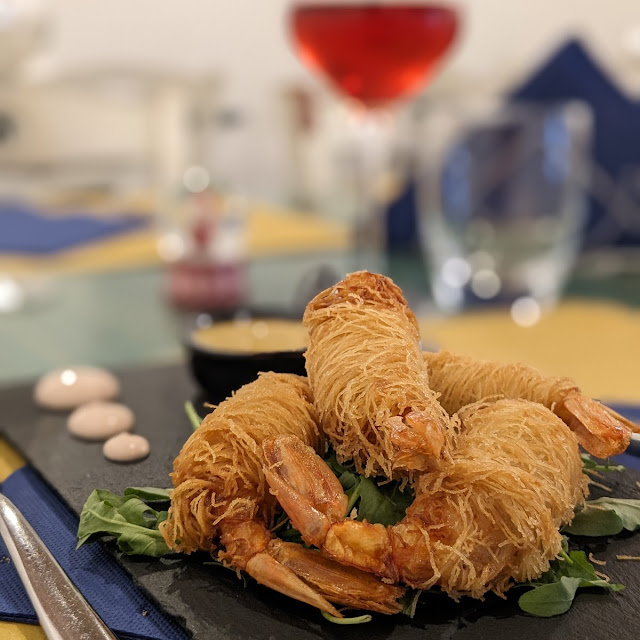 Gamberoni In Pasta Kataifi Con Salsa Alla Senape