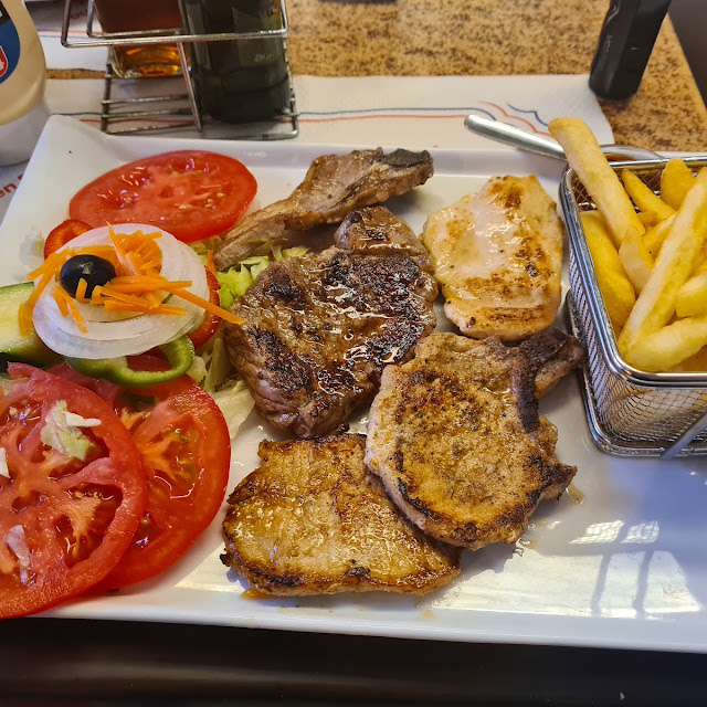 Pork Chops Chips and Salad