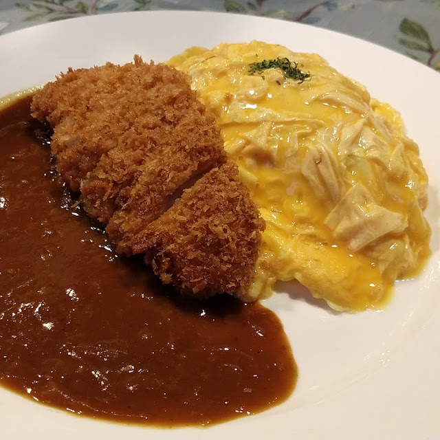 Omu-Rice with Deep-Fried Pork Katsu Curry