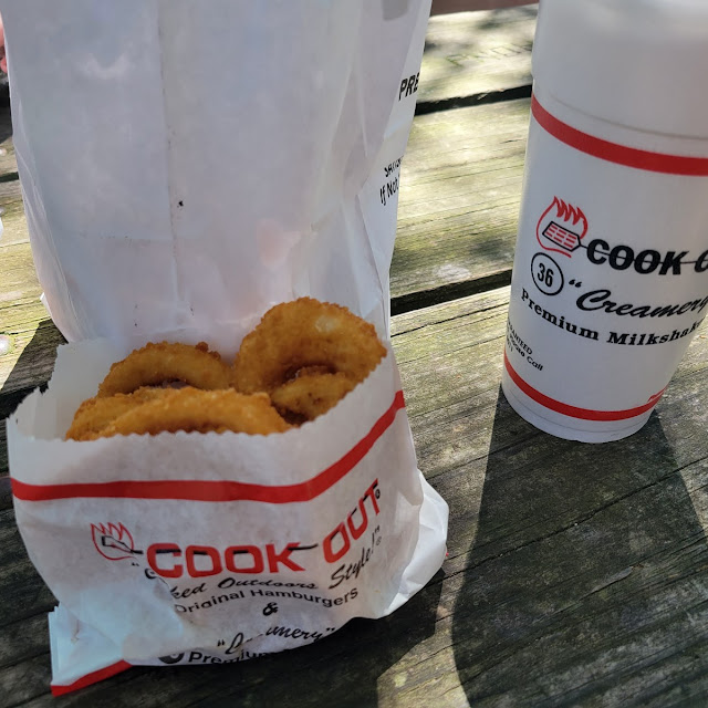 Burger and Onion Rings