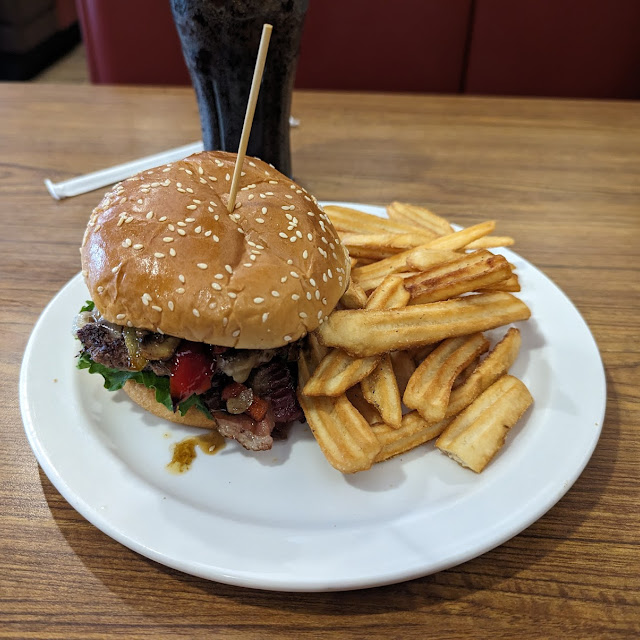 Bacon Bourbon Burger and Fries