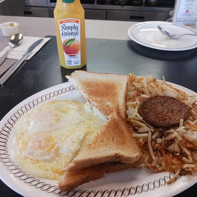 Senior Eggs and Sausage Patties with Hash Browns