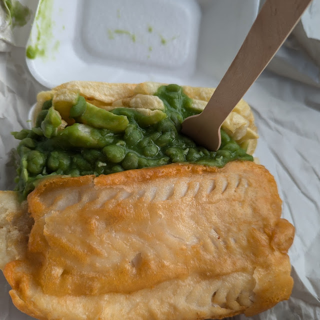 Fish Cake Chips & Peas