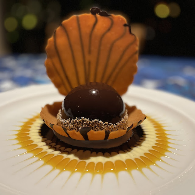 Polynesian Black Pearl Chocolate Liliko'i Mousse in a Pastry Seashell