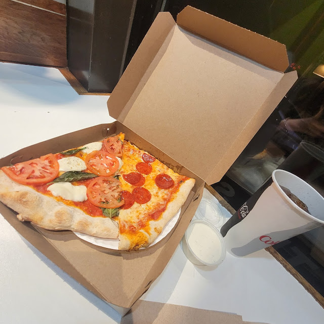Margarita Pizza and Pepperoni Pizza Slice