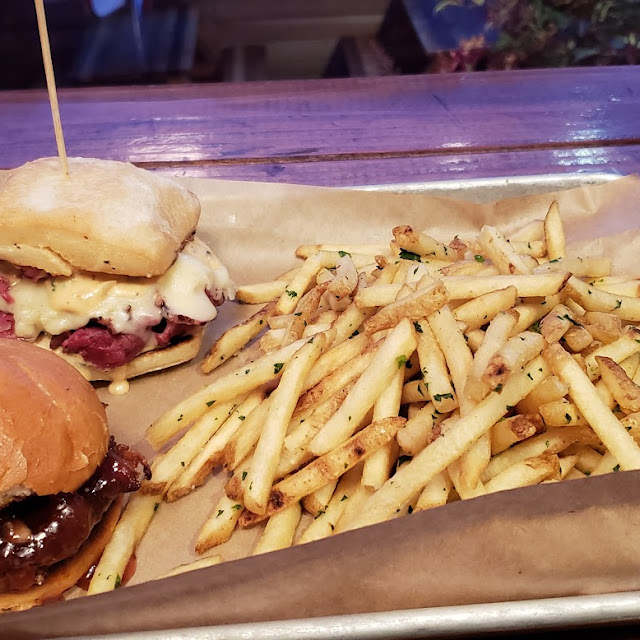 Slider Burgers and Truffle Fries