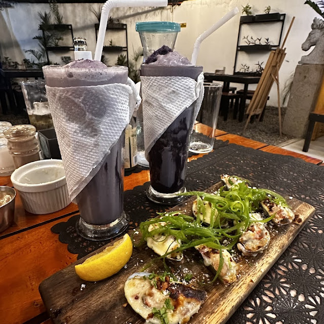Ube Shake and Baked Mussels