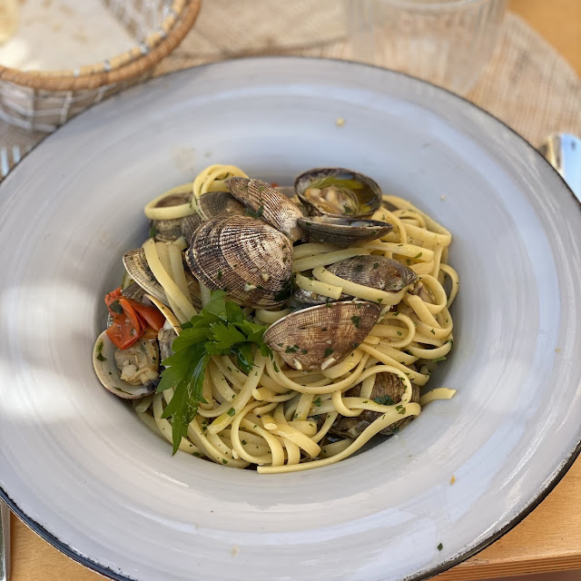 Homemade Spaghettone with Fresh Seabass
