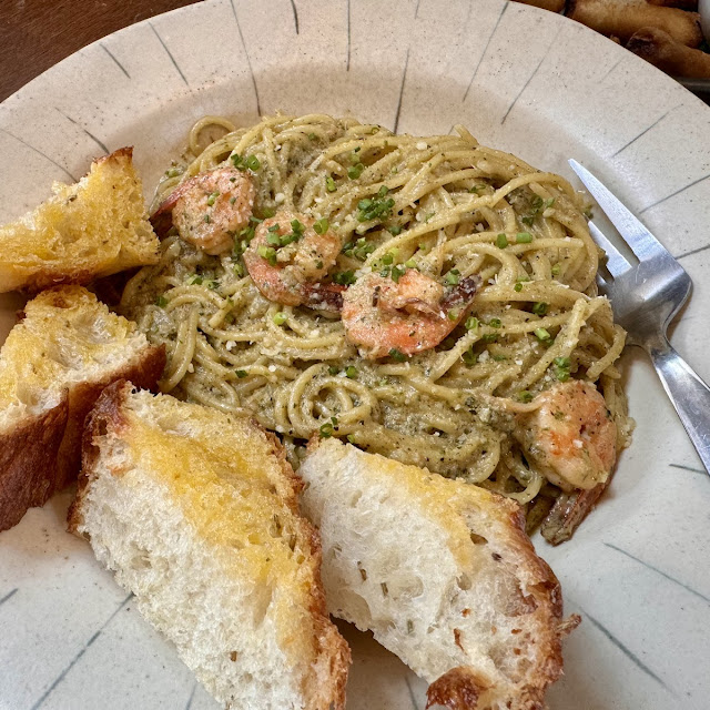 Creamy Garlic Pesto and Shrimp