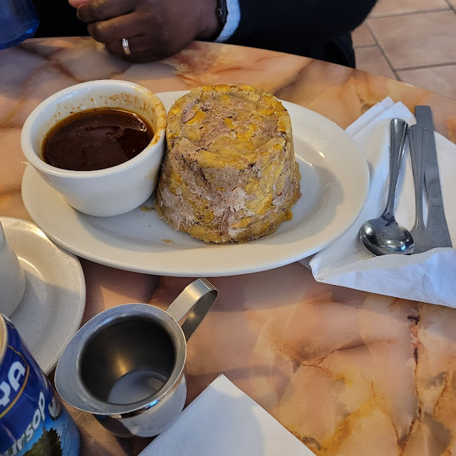 Roast Pork Mofongo with Chicken Gravy