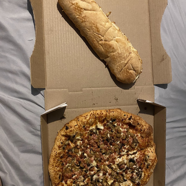 Canadian Pizza and Garlic Bread