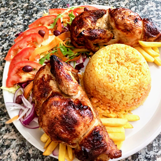 Grilled Chicken with Rice and Salad