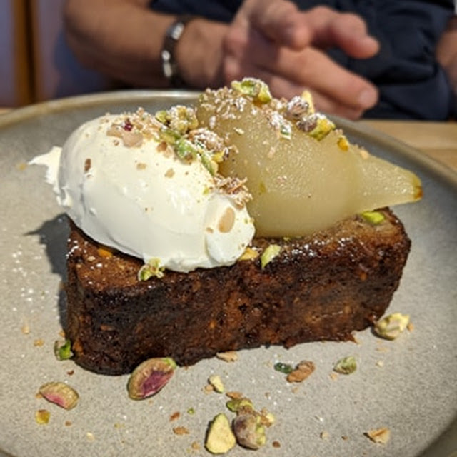 Banana Bread with Poached Pears