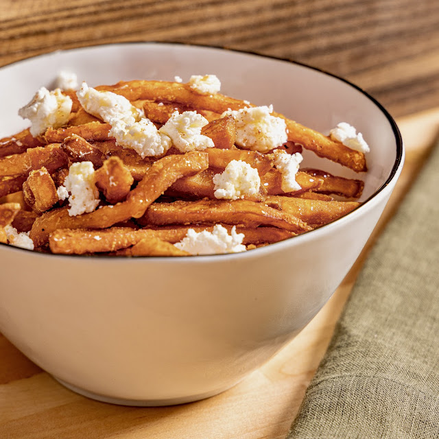 Sweet Potato Fries with Goat Cheese & Local Honey