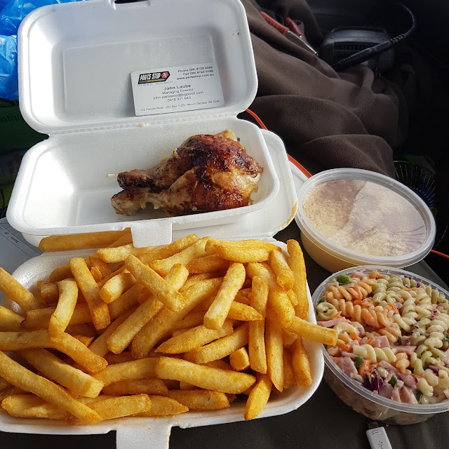 1 4 Chicken & Chips Ham & Pasta Salad & Vanilla Rice Pudding