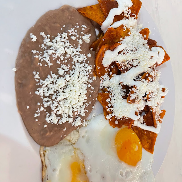Chilaquiles Rojos with Carne Asada