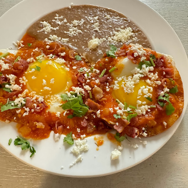 Chilaquiles Rojos with Eggs