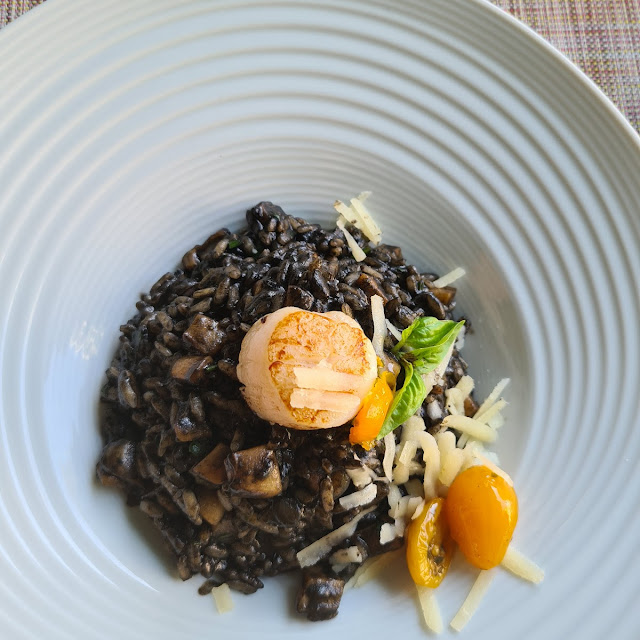 Traditional Black Risotto with a Scallop