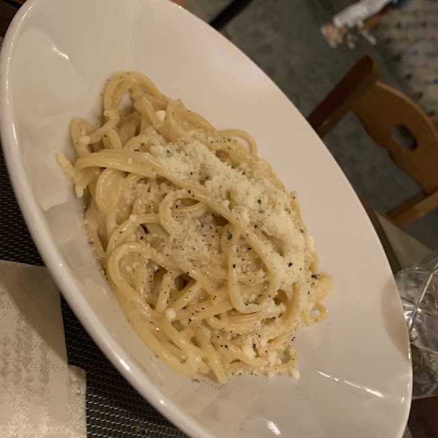 Egg-Noodles Home Made with Pecorino Cheese and Black Pepper