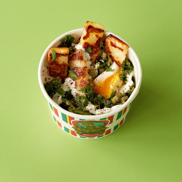 Green Shakshuka and Halloumi Poached Egg Pot