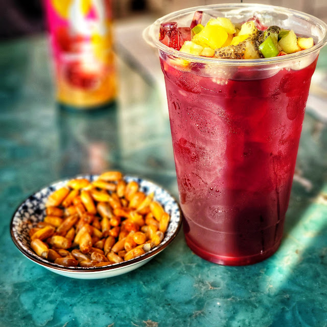 Purple Corn Tea with Apple Pineapple and Chia Seed