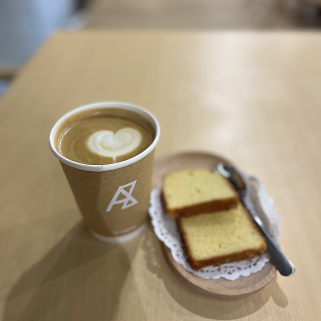Hot Latte and Butter Cake