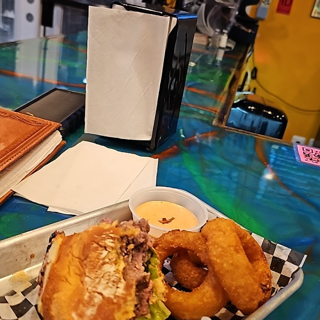 Hamburger and Onion Rings