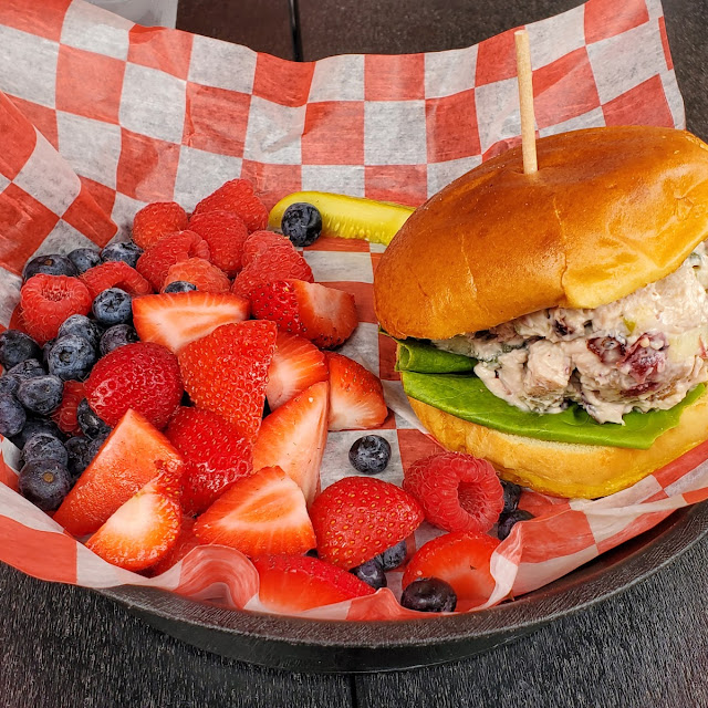 Chicken Salad Sandwich with Mixed Berries Substituted for Chips