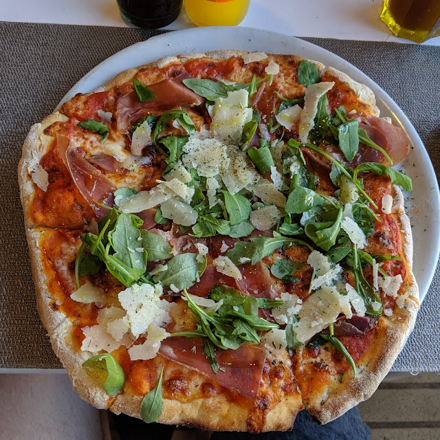 Pizza Prosciutto and Parmesan Cheese
