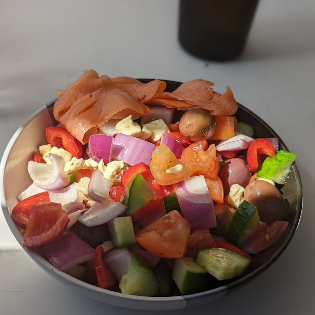Greek Salad with Smoked Salmon