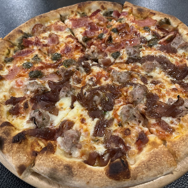 1 2 Bacon & Capers 1 2 Carmelized Onions and Sausage