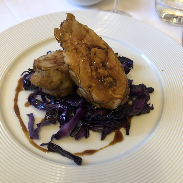 Codfish Praline with with Pistachios Red Chicory Salad and Lemon
