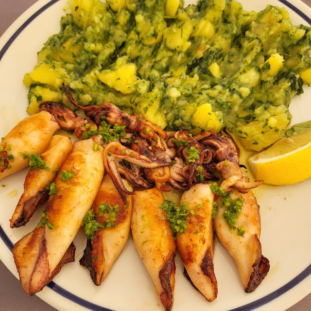 Tintenfisch Vom Grill Mit Mangoldkartoffeln
