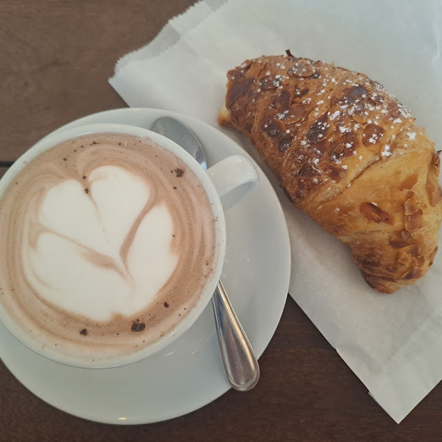 Hot Chocolate and Almond Croissant
