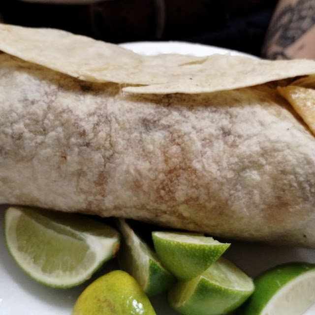 Marinated Pork Bean & Rice Burrito