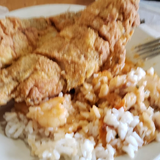 Fried Catfish & Sauted Shrimp over Rice