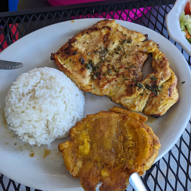 Pollo a La Plancha with Tostones and Rice
