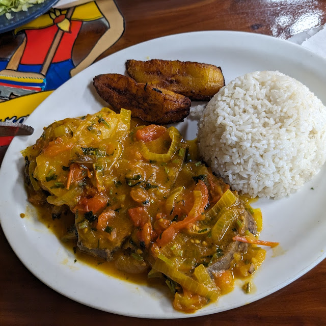Tongue a La Criolla with Rice and Maduros