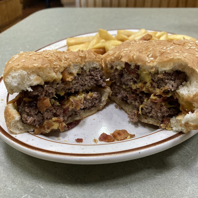 Huge Beef Burgers Loaded with Bacon