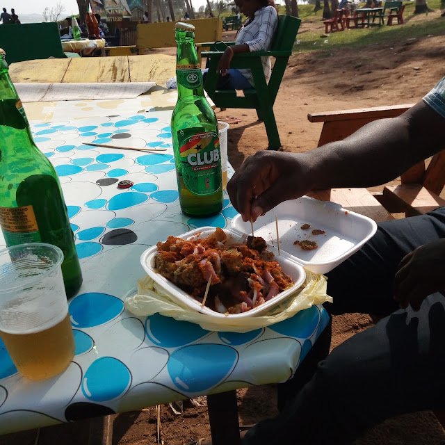 Fried Pork Meat with Club Beer Battered Onion Rings