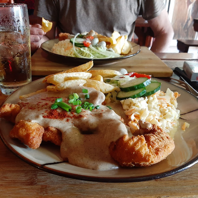 Chicken Schnitzel Chips and Salad