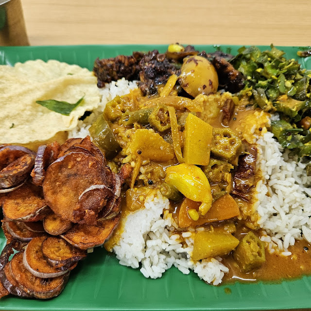 Rice with 3 Vege Vegetarian Curry & Appalam
